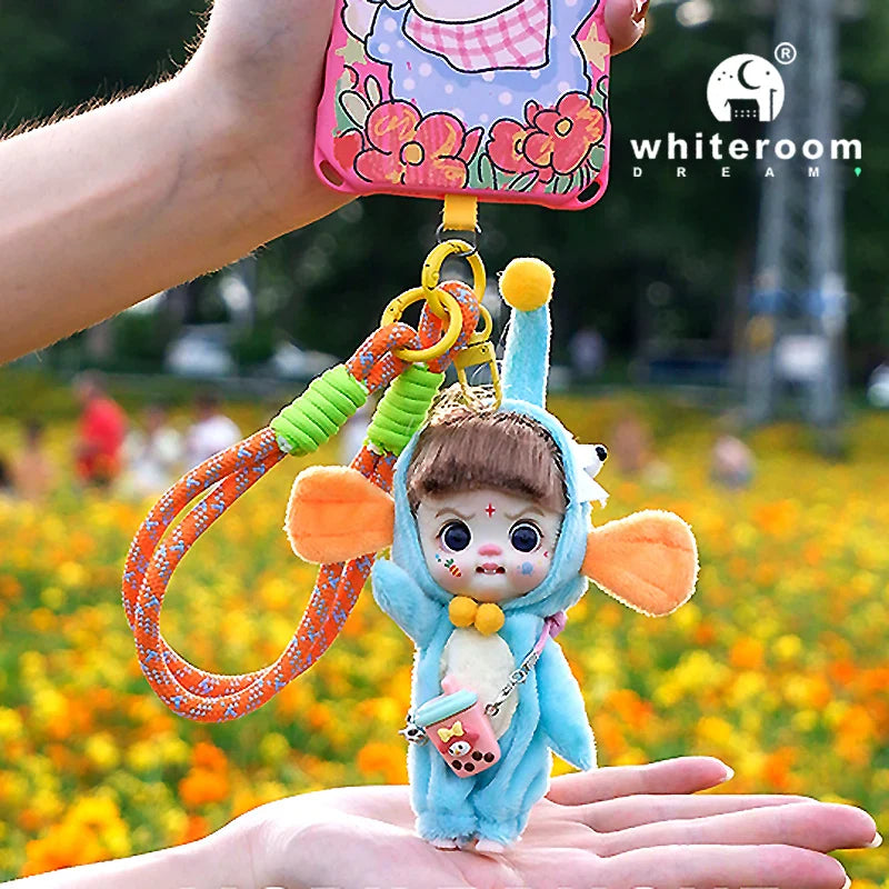 Mini Labbu Pocket Doll – Jointed Blythe-Style Boy & Girl Doll for Girls, Rainbow Ball Mobile Phone Decoration