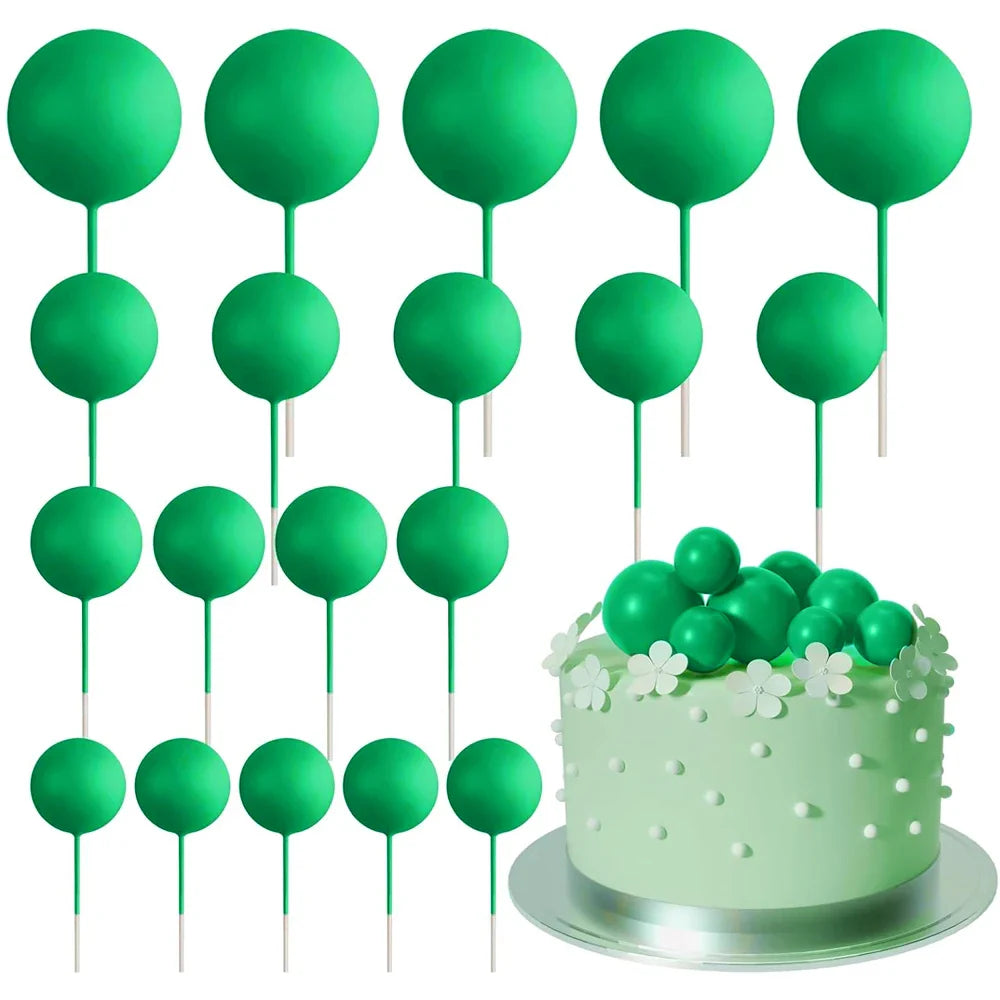 20Pcs Colorful Cake Topper Balls – Gold, Silver & Pastel DIY Cake Decorations for Birthday, Wedding & Party Supplies