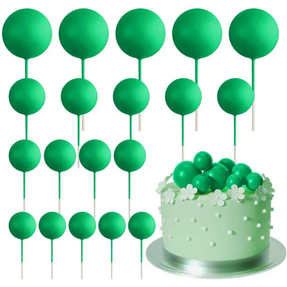 20Pcs Colorful Cake Topper Balls – Gold, Silver & Pastel DIY Cake Decorations for Birthday, Wedding & Party Supplies