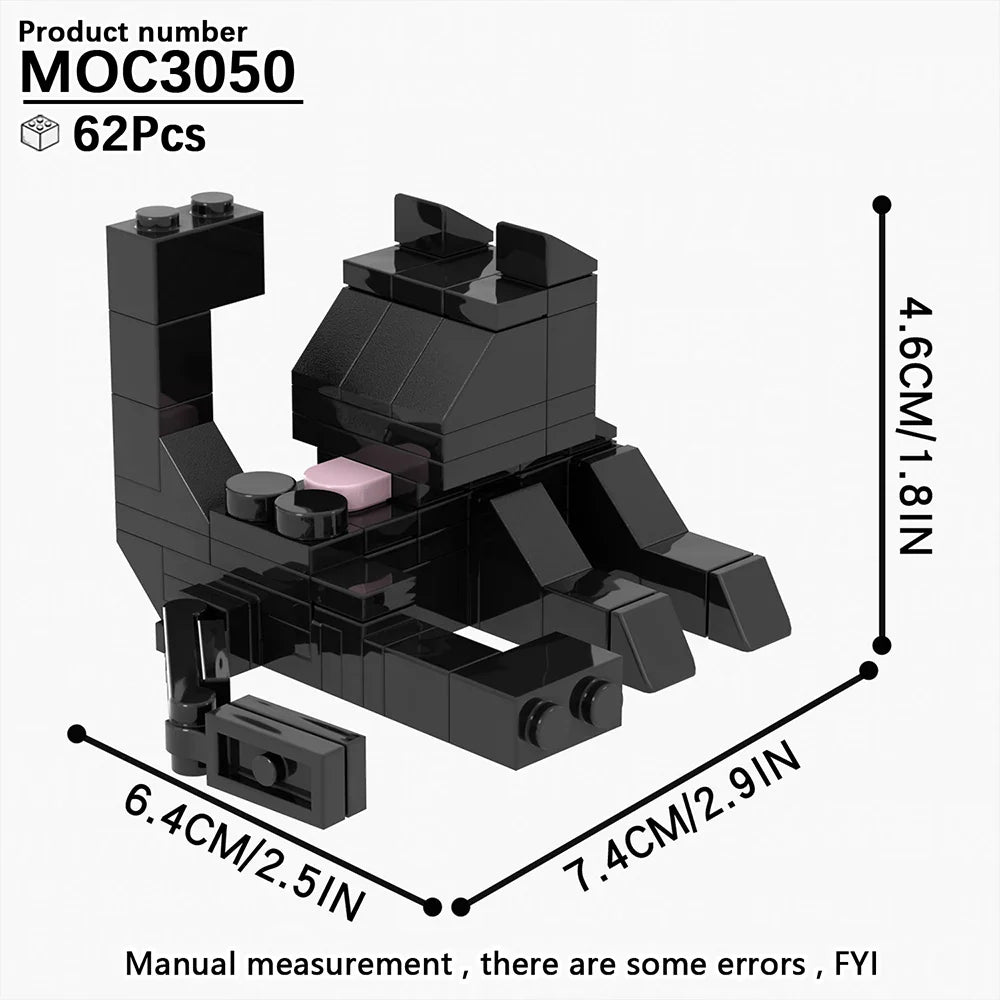 MOOXI Animal Series 62PCS MOC Cat Figures – DIY Building Blocks Educational Toys for Kids, Birthday Gift MOC3042-3045
