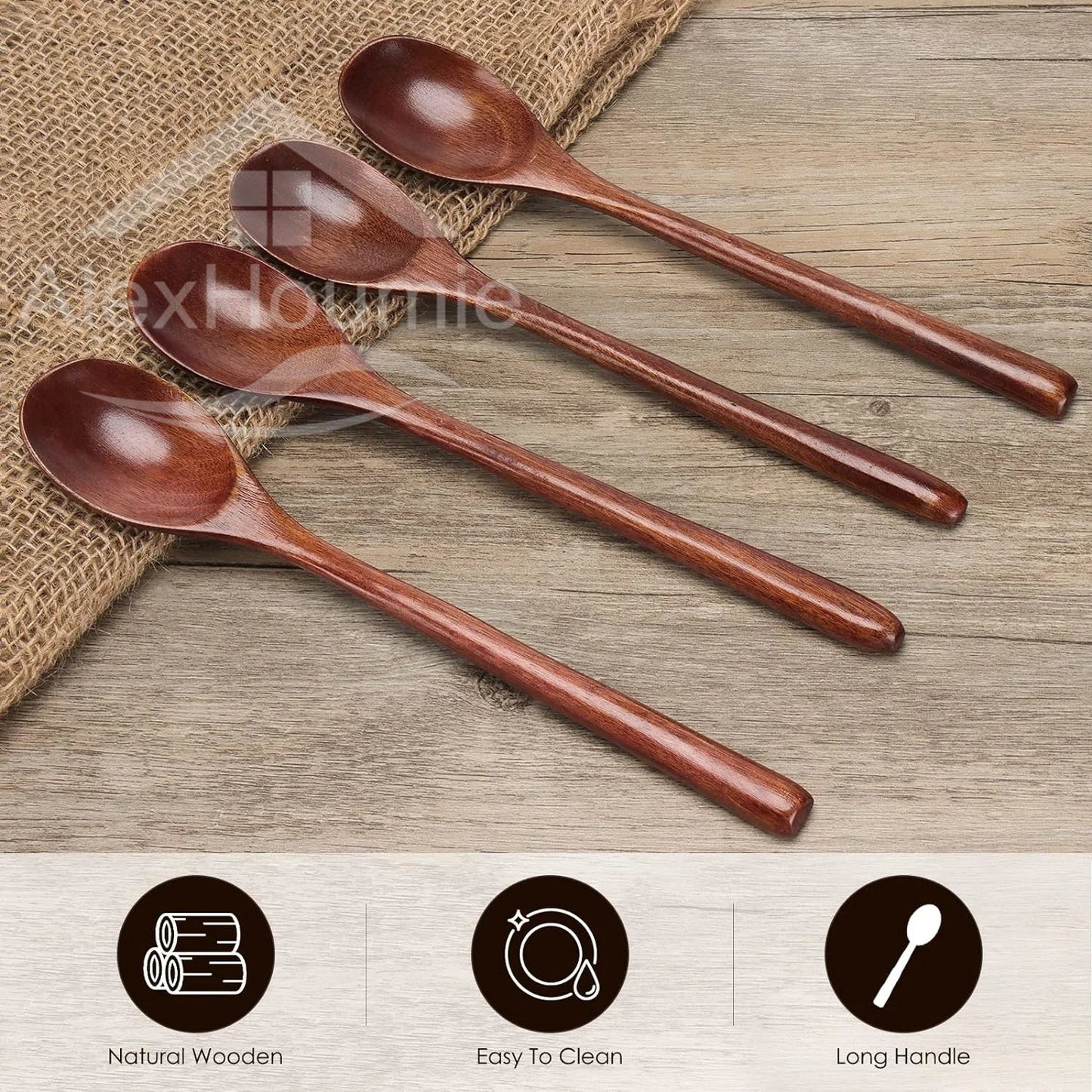 6-Piece Bamboo Wooden Spoon Set – 9” Korean Style Natural Wood Spoons for Soup, Cooking & Mixing
