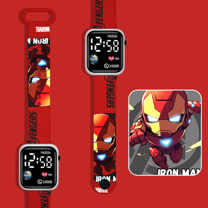 Kids Superhero LED Digital Watch – Spider-Man Iron Man Captain Hero Sports Clock for Boys Student Gift Toy Watch