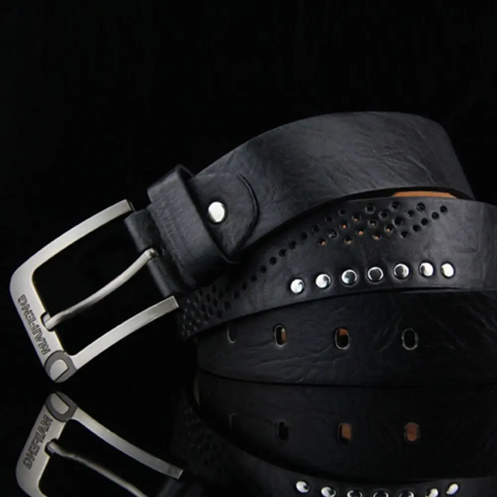 Genuine Leather Men's Belt – Luxury Classic Buckle, High-Quality Alloy Vintage Business & Cowboy Waistband