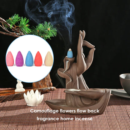 Natural Incense Mixed Backflow Cones – Waterfall Smoke Burner for Aromatherapy, Tea Room, Yoga, & Meditation