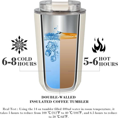 350ML Milky White Tumbler Thermos Cup - Insulated Stainless Steel Travel Mug - Vacuum Flask for Coffee and Water Bottle
