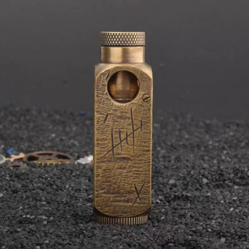 Handmade Brass Carved Trench Kerosene Lighter – Vintage Flamidor Gasoline Lighter, Heavy Men's Smoking Gift Collection
