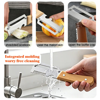 3-in-1 Multifunctional Stainless Steel Peeler – Vegetable & Fruit Slicer Tool with Bottle Opener, Durable Kitchen Gadget