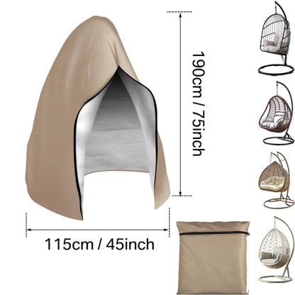 Waterproof Patio Hanging Egg Chair Cover 210D Heavy Duty – Windproof Dustproof Swing Seat Slipcover for Single & Double Garden Chairs