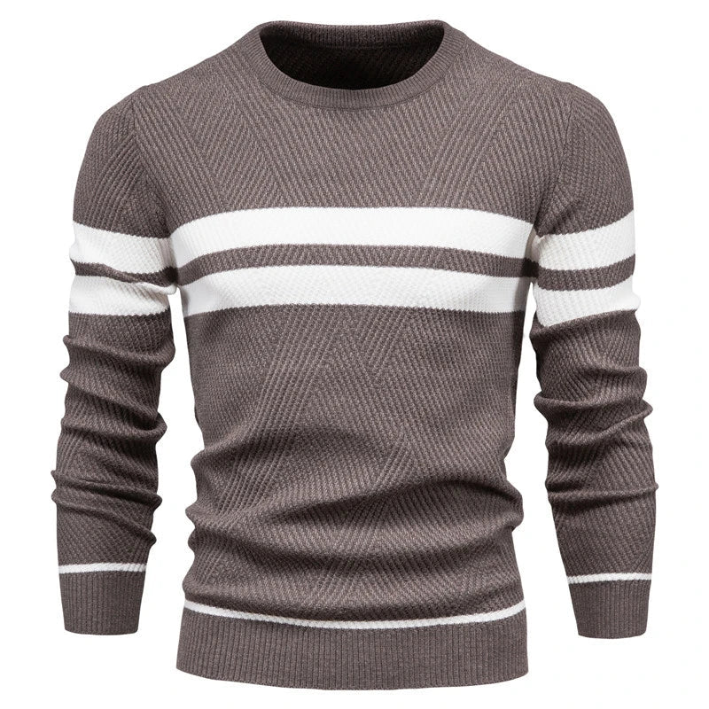 Men's Autumn Patchwork Sweater - O-Neck Long Sleeve Slim Fit Warm Casual Fashion Pullover Top