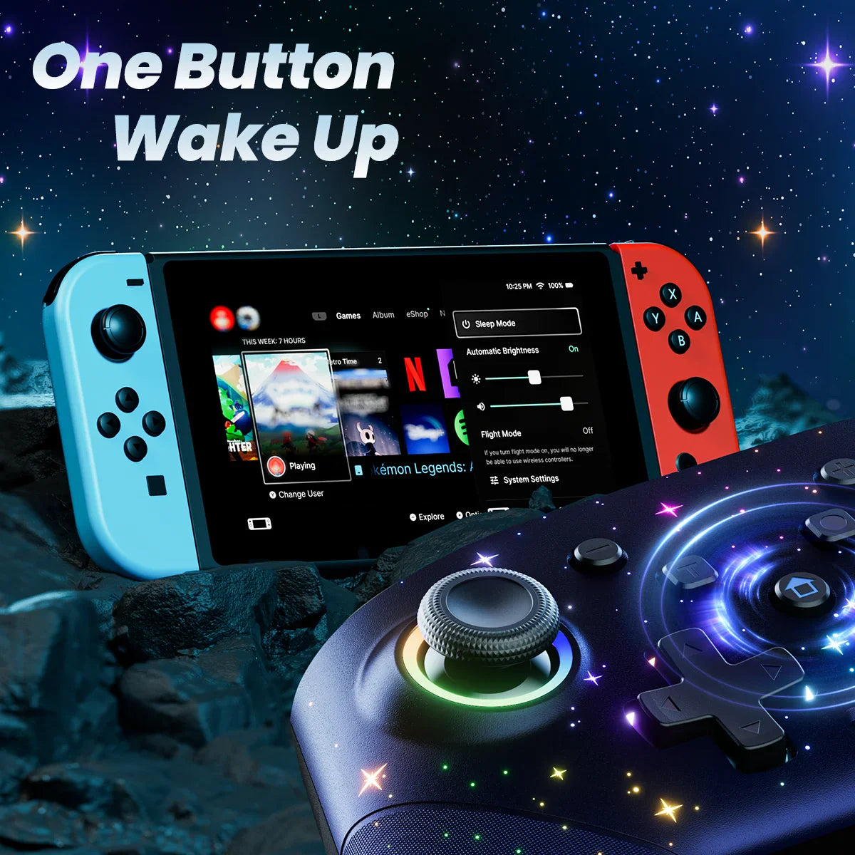 LED Star Wireless Pro Controller for Nintendo Switch, Switch Lite & OLED – Multi-Platform Bluetooth Controller for Windows, iOS & Android