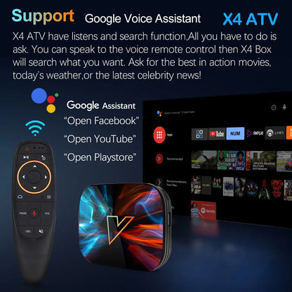 VONTAR X4 Android TV Box – Android 11.0, Amlogic S905X4, 4K, Google Voice Input, 4GB RAM, 32GB EMMC, WiFi