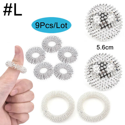 9pcs Hand & Foot Magnetic Therapy Spiky Massage Balls – Acupressure Trigger Point Pain Relief Pocket Massager