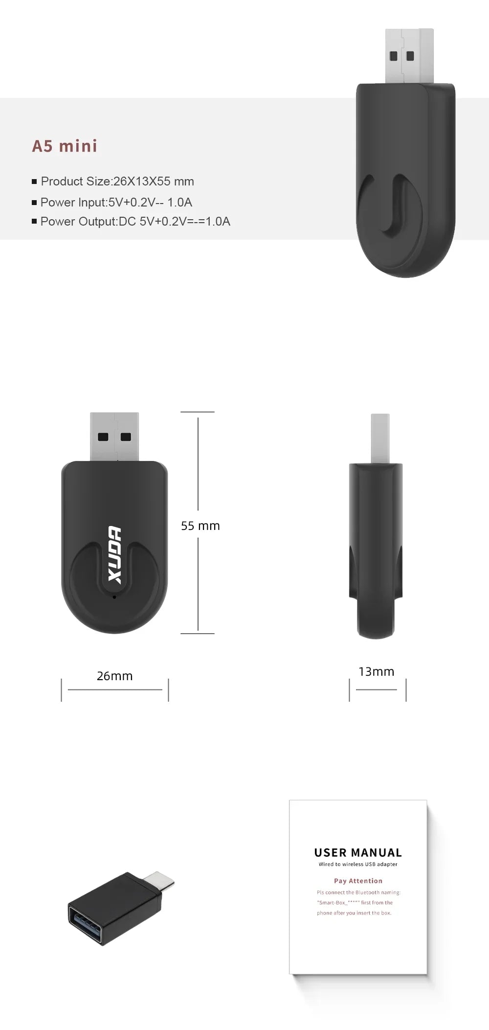 XUDA Smart Mini Box - NEW Wireless CarPlay and Android Auto Adapter, Plug and Play, Fast WiFi Connection - Universal for Nissan
