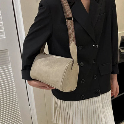 Vintage PU Leather Boston Handbag – Small Women’s Crossbody Purse for Casual Travel & Fashion