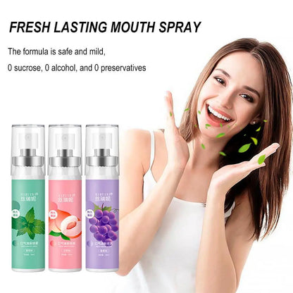 20ml Long-Lasting Mouth Spray - Fresh Fruit Flavors Mouth Freshener for Bad Breath Removal (Litchi & Peach)