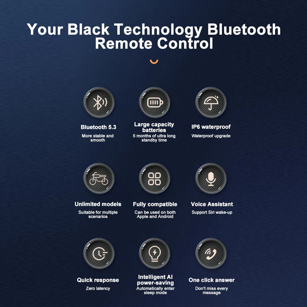 Kebidumei Bluetooth 5.3 Handlebar Remote Controller - Waterproof Wireless Media Control for Motorcycle Helmet Headsets
