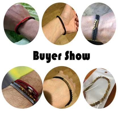 4mm Antique Gold Hematite Stone Bracelet for Men — Natural Wooden Beaded Meditation Bracelet Pulsera Brazalete