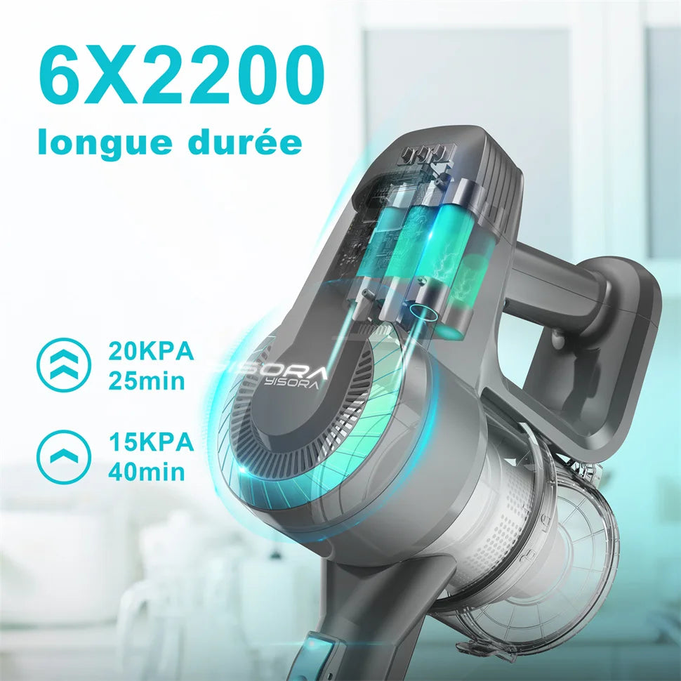 YISORA N300 Cordless Upright Vacuum Cleaner - 20KPa Lightweight Stick Vacuum for Carpet, Hard Floor, Car, Pet Hair