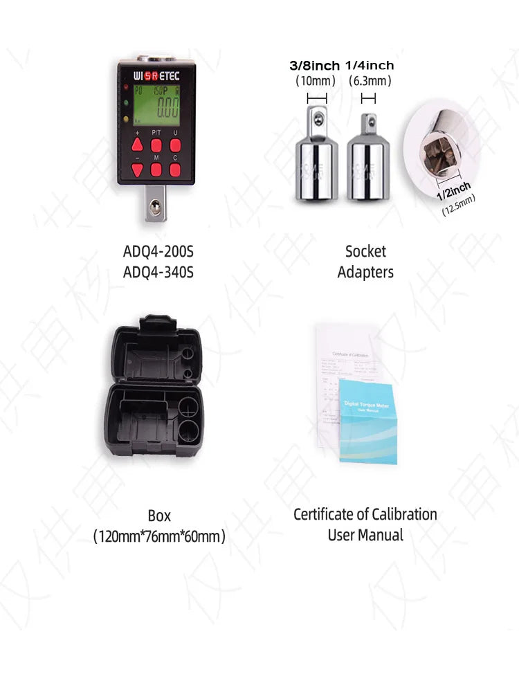 Digital Torque Wrench Meter 0.1-340 N·m Adjustable Electronic Torque Meter Adapter for Professional Repairs