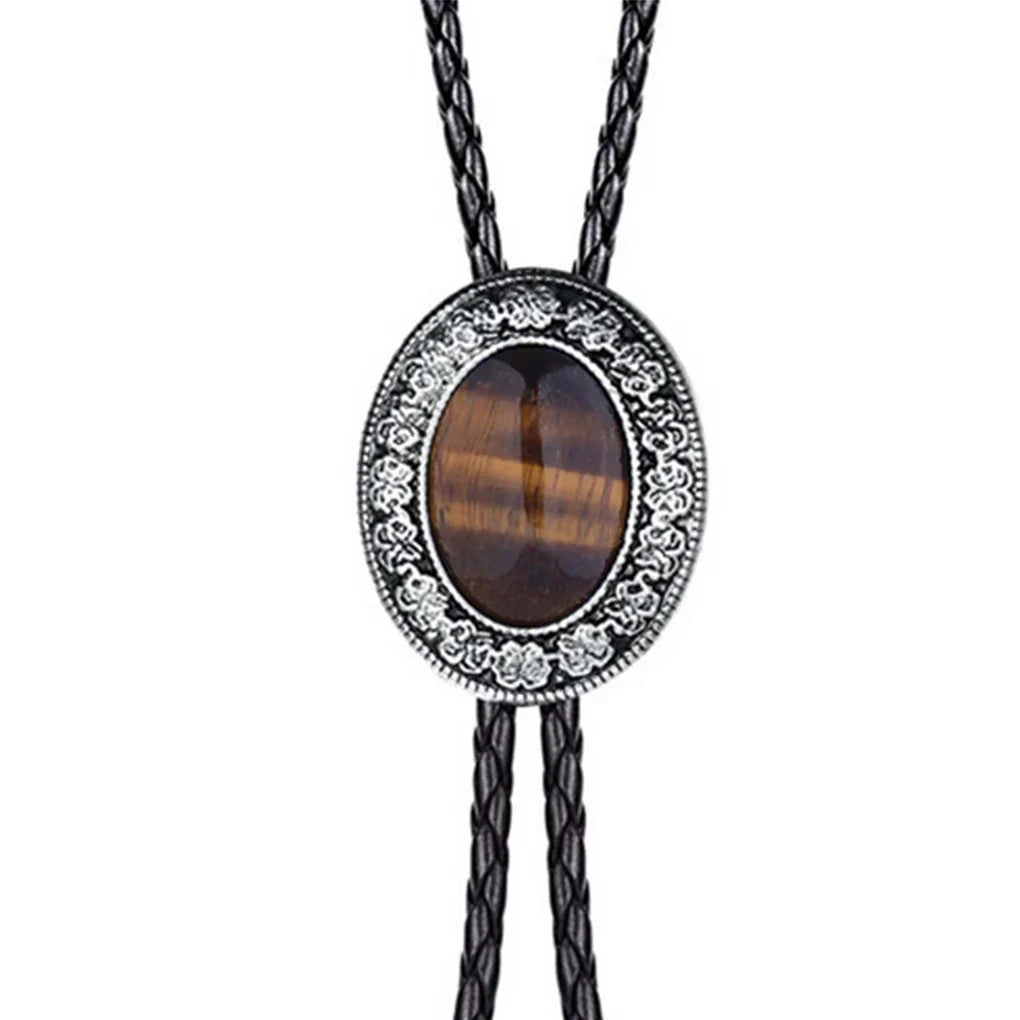 Golden Bolo Tie for Men – Adjustable Cowboy Garment Accessory with Bull Head Pendant, Western Style Necklace