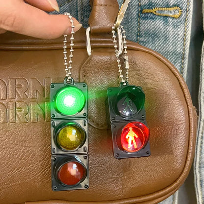 1/2Pcs Simulation Electronic Traffic Light Keychain – Mini LED Pedestrian Light Toy, Kids Cognitive Gift Pendant
