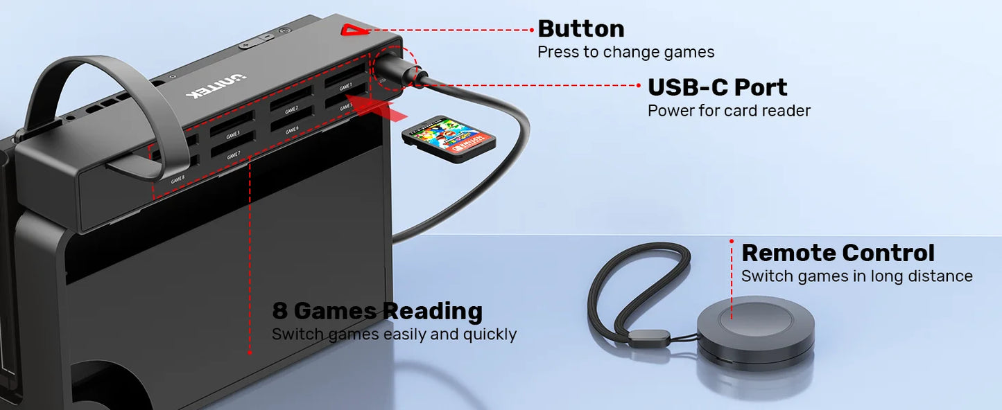 Nintendo Switch OLED Game Switcher — One-Key Fast Switching Multi-Game Card Reader with 5M Wireless Control Accessory