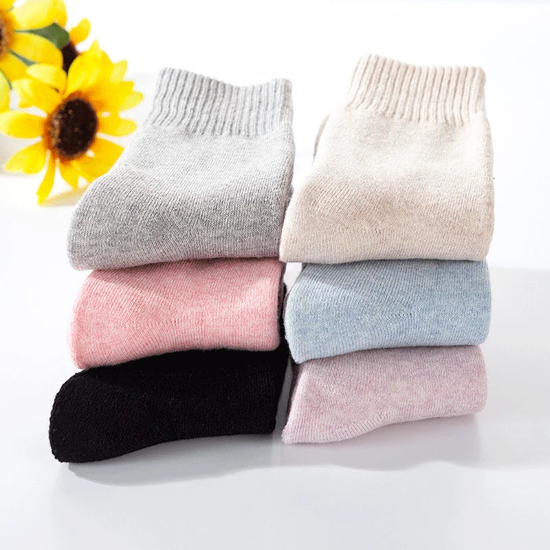 Winter Warm Wool Socks for Women - Thick Plush Solid Color, Soft Thermal Sleep Socks for Christmas and Cold Weather