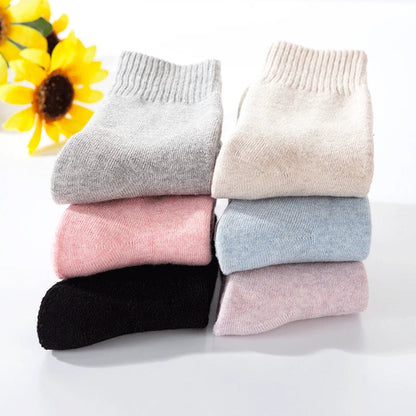 Winter Warm Wool Socks for Women - Thick Plush Solid Color, Soft Thermal Sleep Socks for Christmas and Cold Weather