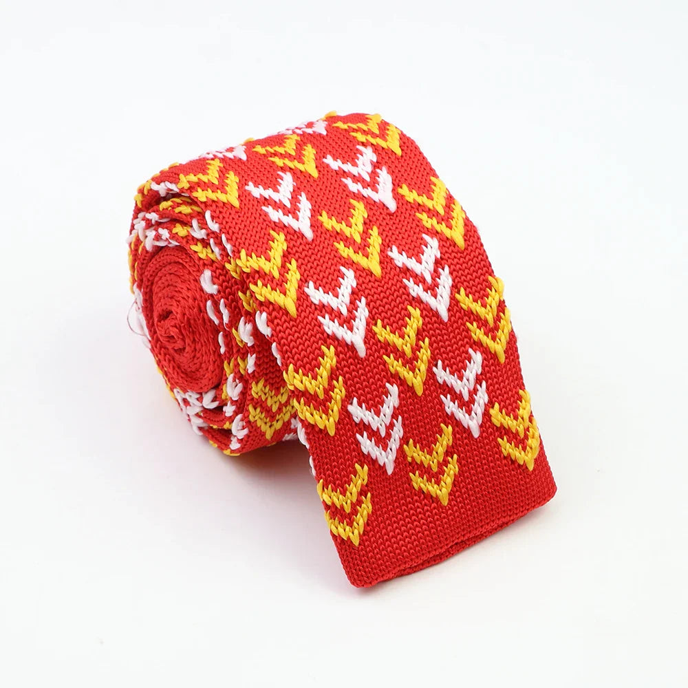 Classic Knit Neck Tie for Men — 6cm Plaid & Dots Casual Business Wedding Tie