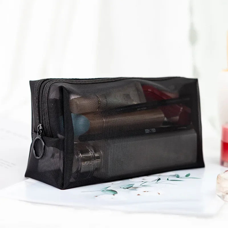 Female Makeup Pouch – Portable Small & Large Mesh Cosmetic Bag, Toiletry Beauty Case, Travel Makeup Organizer Storage Bag