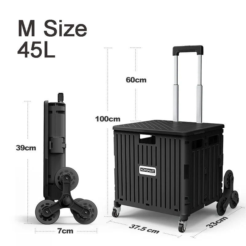45/65L Folding Shopping Cart Trolley – Portable Home Cart with 2/4/8 Wheels
