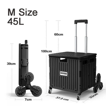 45/65L Folding Shopping Cart Trolley – Portable Home Cart with 2/4/8 Wheels