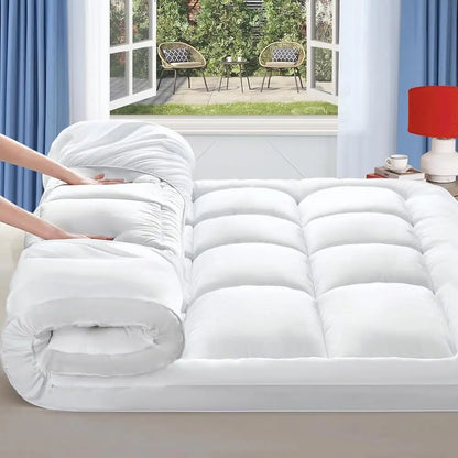 Mattress Topper for Back Pain Relief – Extra Thick Quilted Fitted Protector with Plush Pillow Top