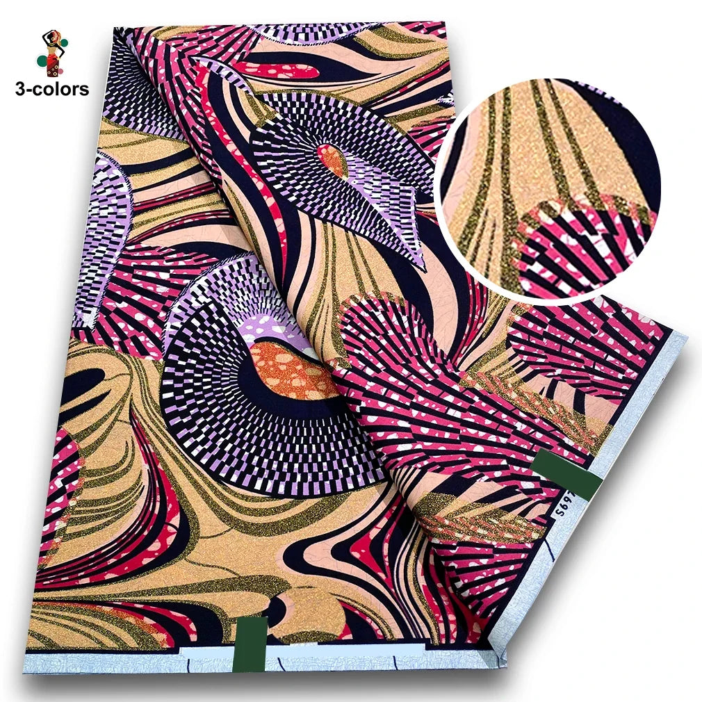 Super Glitter Golden Wax Fabric - Soft Cotton Ankara Batik with Flash Gold Print for Nigerian & African Fashion