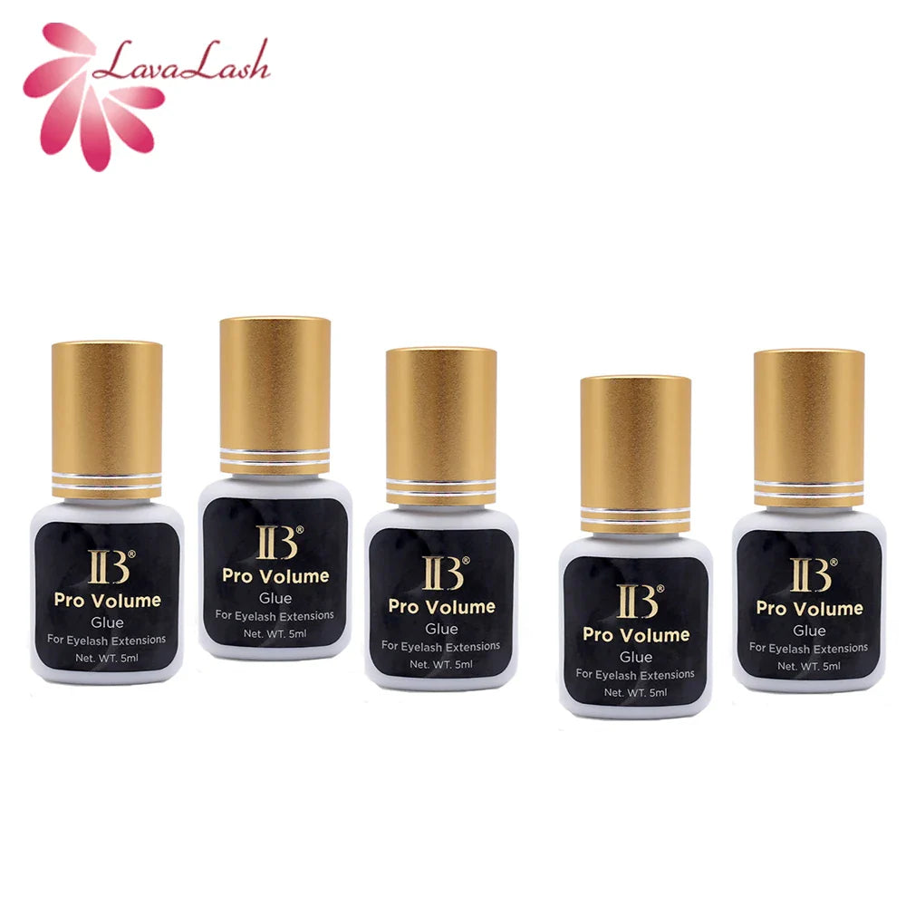 IB Pro Volume Eyelash Extension Glue — 1S Fast-Dry, Long-Lasting Korea Original Strong Cola Adhesive, 5ml for Fake Lashes