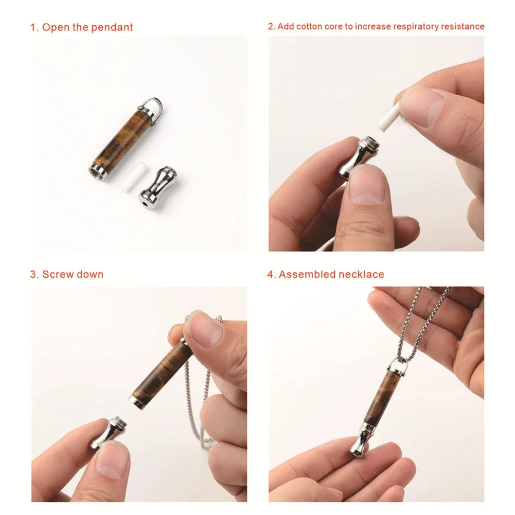 Quit Smoking Meditation Pendant Necklace – Titanium Steel Unisex Anti-Smoking Necklace with Filter Cotton