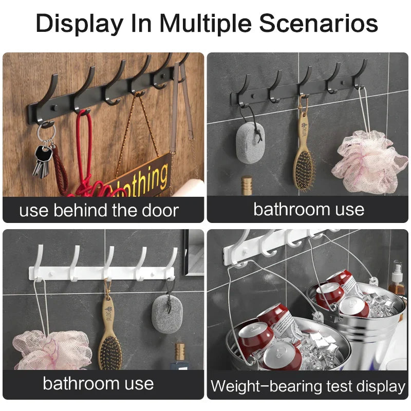 YUNJIEYA Folding Robe Hooks | Black White Towel Hanger Nail Wall Rack | Coat Clothes Holder for Bathroom Kitchen Accessories