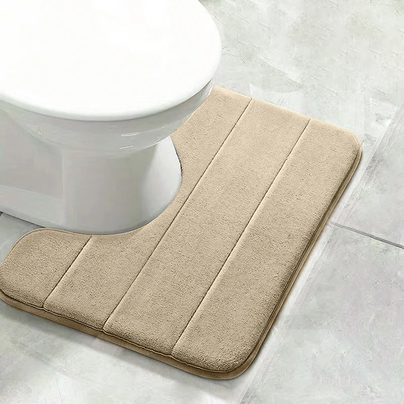 Coral Velvet Bathroom Mat - Anti-Skid Absorbent Toilet & Bathtub Floor Mat, Entrance Rug