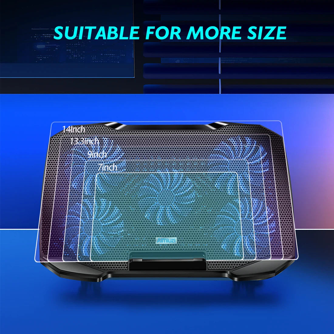 COOLCOOLD Laptop Cooling Pad - 12-17 Inch Laptop Cooler Stand with 5 Quiet Fans, 5 Adjustable Angles & Phone Holder