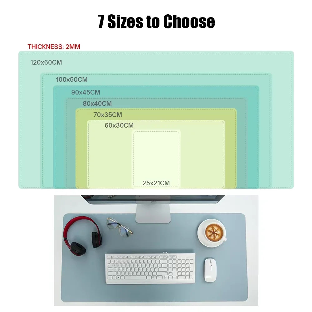 Large PU Leather Desk Protector Mat — Waterproof Non-Slip Mouse & Keyboard Pad