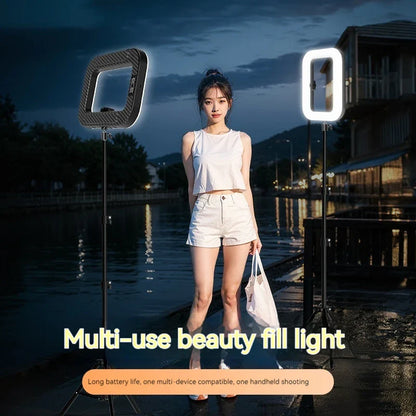 New Handheld Ring LED Light – Rechargeable Portable Fill Light for Mobile Phone, Live Broadcast, Photography, and Selfies