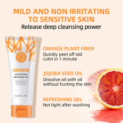 Orange Exfoliating Gel 50g — Dead Skin Remover, Brightening Peeling Scrub, Hydrating & Whitening Korean Skincare Moisturizer