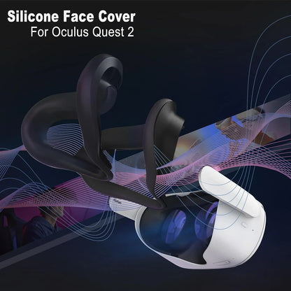 Oculus Quest 2 Face Pad Cover with Lens Protectors — Washable Silicone VR Cover for Meta Quest 2 Accessories
