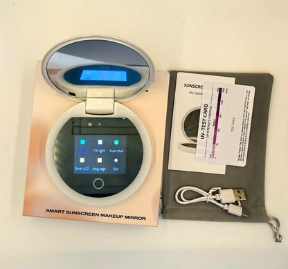 TENGMIR UV Smart Sunscreen Makeup Mirror – Portable LED Light UV Detection & Sunscreen Testing Mirror