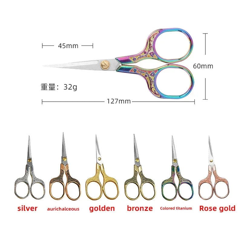 Stainless Steel Fabric Scissors – Colorful Embroidery Sewing Shears for Handicrafts & Household Use