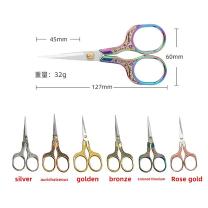 Stainless Steel Fabric Scissors – Colorful Embroidery Sewing Shears for Handicrafts & Household Use