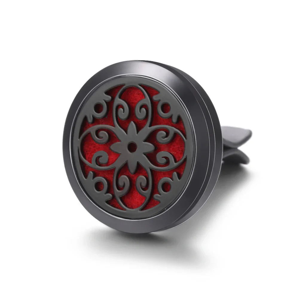 All-Black Tree of Life Car Air Freshener – Stainless Steel Aromatherapy Essential Oil Diffuser Locket Pendant