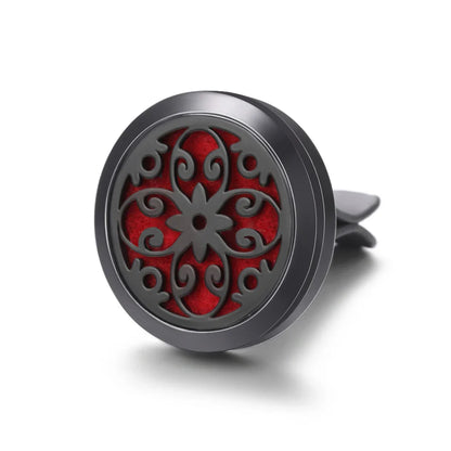 All-Black Tree of Life Car Air Freshener – Stainless Steel Aromatherapy Essential Oil Diffuser Locket Pendant