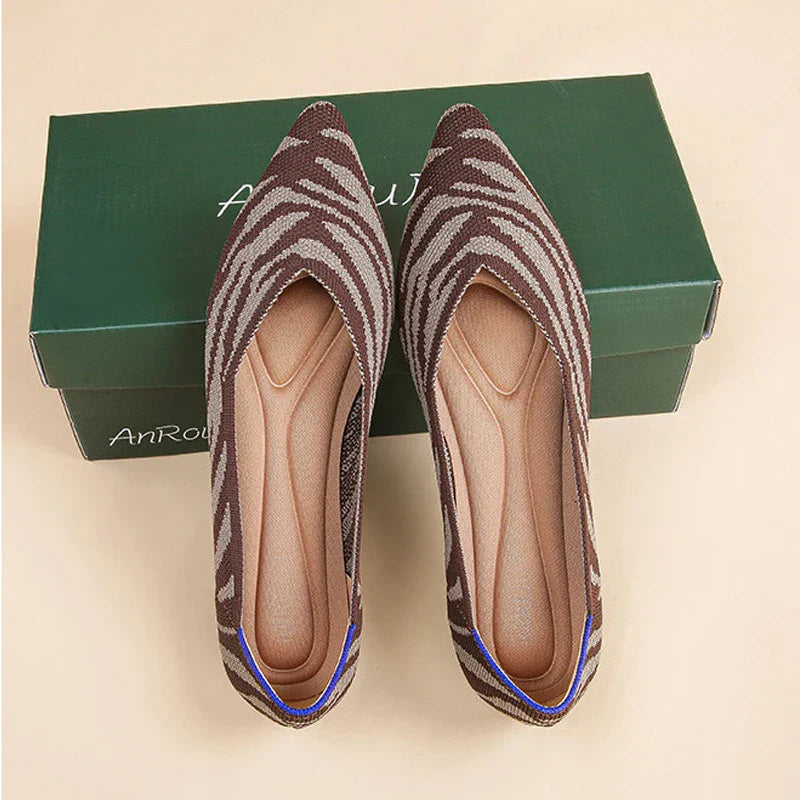 Women’s Knitted Elastic Flat Shoes Plus Size 42–43 – Soft Comfortable Slip-On Flats for Spring & Autumn