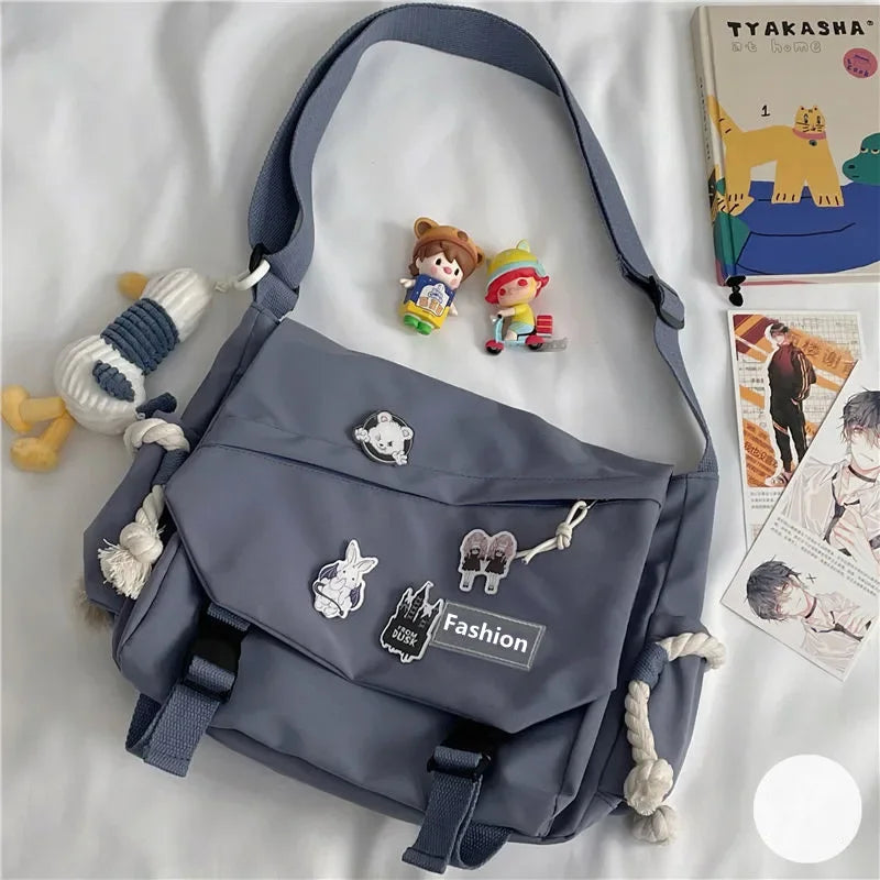 Youth Fashion Nylon Crossbody Bag – Large Capacity Canvas Shoulder Messenger School Bag for Women & Girls